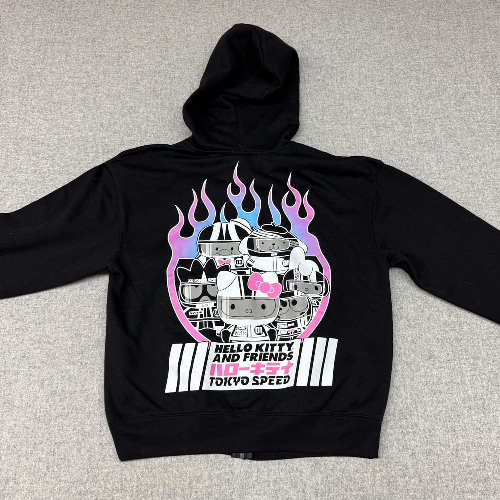 Hello Kitty and Friends Tokyo Speed Hoodie Medium 7-9 Black Graphic Zip Up 2024